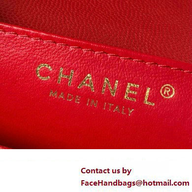 Chanel Grained Calfskin  &  Gold-Tone Metal Chain Flap Bag AS4431 Red 2023